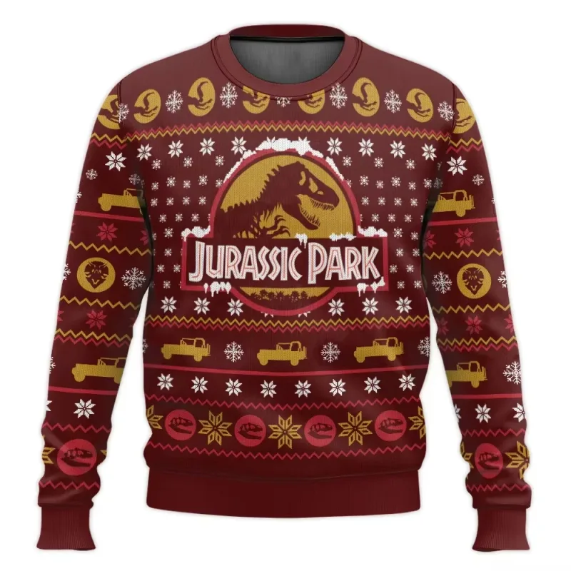 Jurassic Park Dinossauros Feliz Natal Roupas Presentes Suéteres de Papai Noel moletons masculinos e femininos 3D Festa de outono — image 2