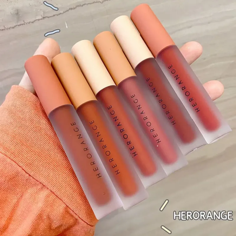 Herorange Velvet Matte Lip Mud Χαμηλού κορεσμού Αδιάβροχο μακράς διαρκείας, μη κολλώδες μακιγιάζ για τα χείλη