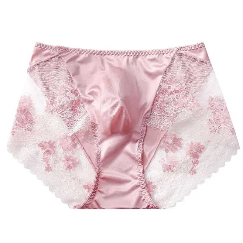 Satin Ice Silk Briefs Mens Lace 3D U Pouch Underwear Sexy Floral Man Panties Breathable Low Waist Shorts Convex Pouch Underpants — image 9