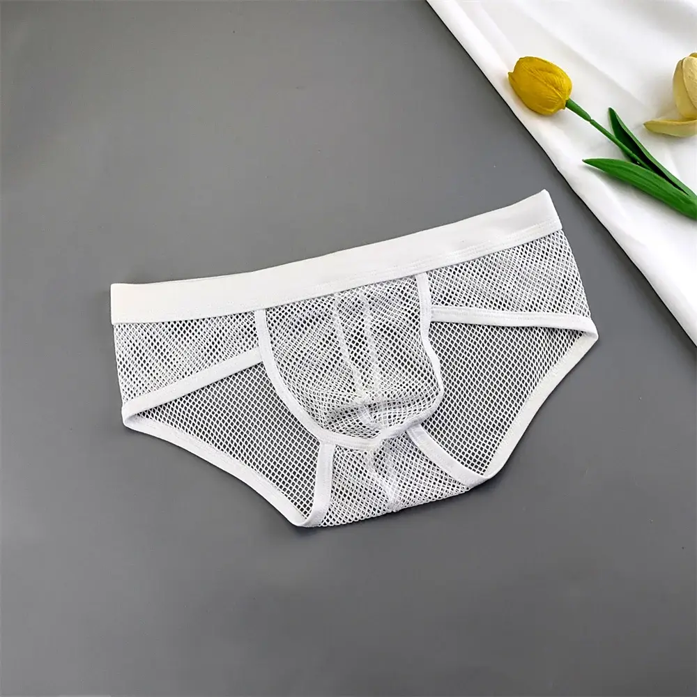 Hollow Out Mesh Męska bielizna w kształcie litery U Niski stan Przezroczyste figi bikini Oddychające majtki Plus Size — image 2