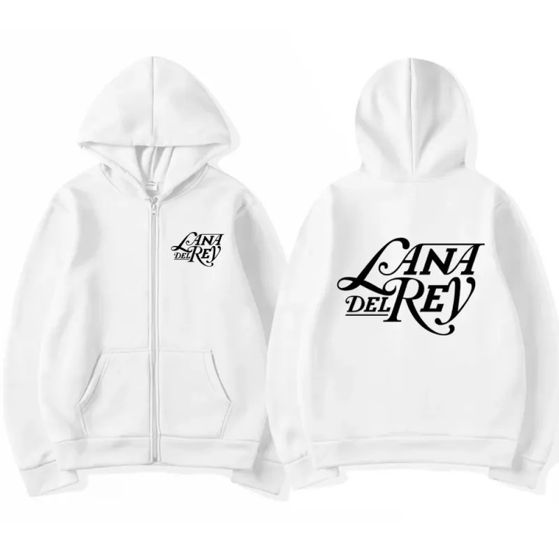 Sudadera con capucha y cremallera con logotipo gráfico de Lana Del Rey para hombre y mujer, sudadera Vintage de gran tamaño con cremallera, sudaderas con capucha de lana a la moda, chaquetas, ropa de calle