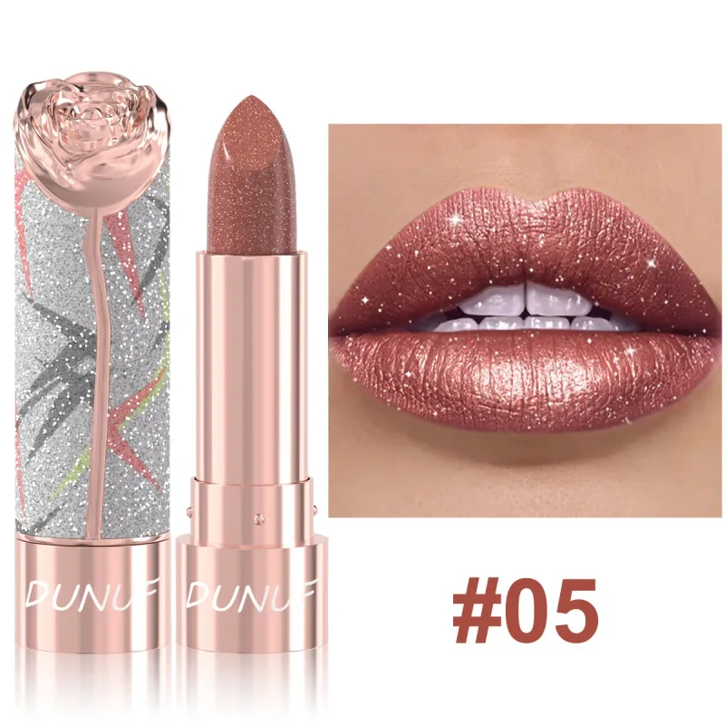 7 Kulay Gold Sparkle Metallic Lipstick Pearl Shimmer Glitter Lip Makeup High Pigment Velvet Matte Long Lasting Lipstick