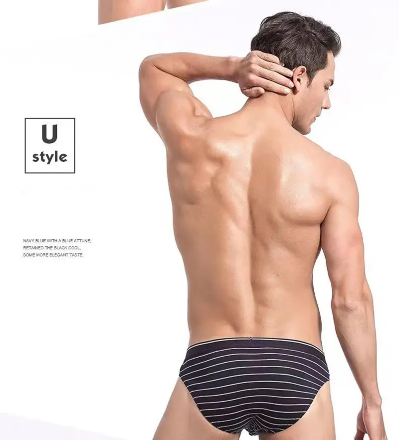 4 pçs/lote cuecas masculinas lingerie sexy calcinha masculina de algodão respirável cueca listrado calcinha lotes por atacado — image 6
