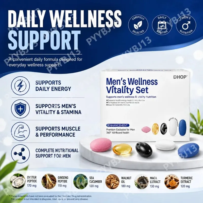 Men's Vitality Daily Supplement Pack Oyster Maca Cistanche Tablets Ashwagandha NMN DHA Capsules for Men's Energy Support — image 3