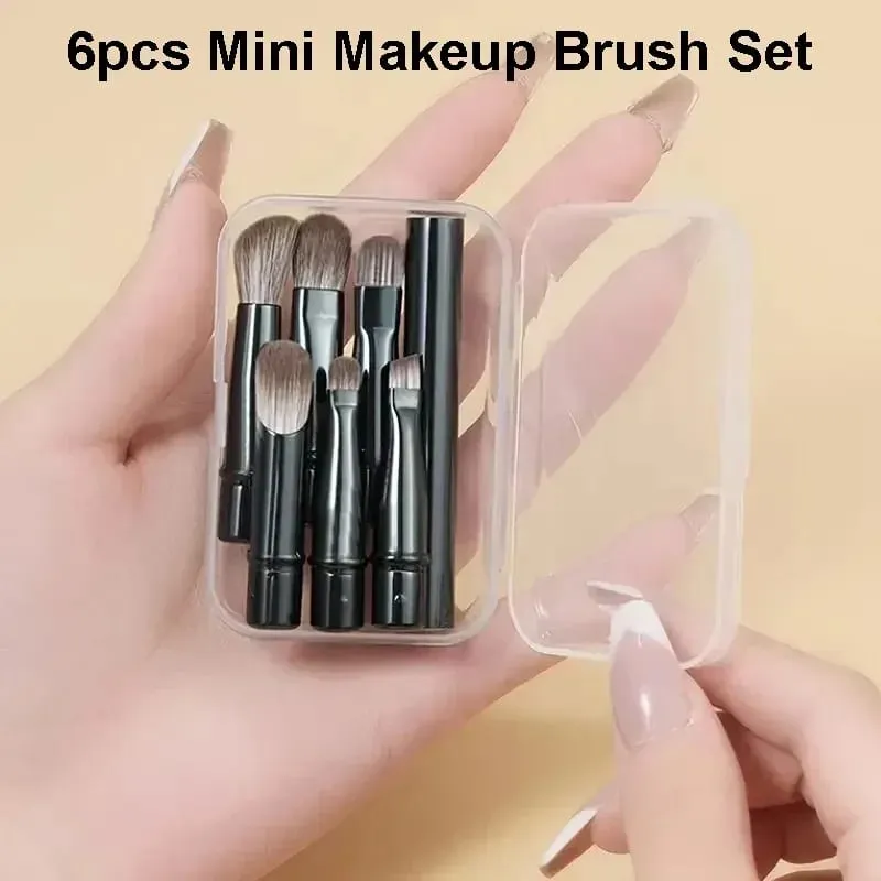 6 τμχ Mini Travel Brushes Makeup Set with Box Portable Cosmetic Powder Foundation Blush Blending Concealer Make Up Brushes — image 2