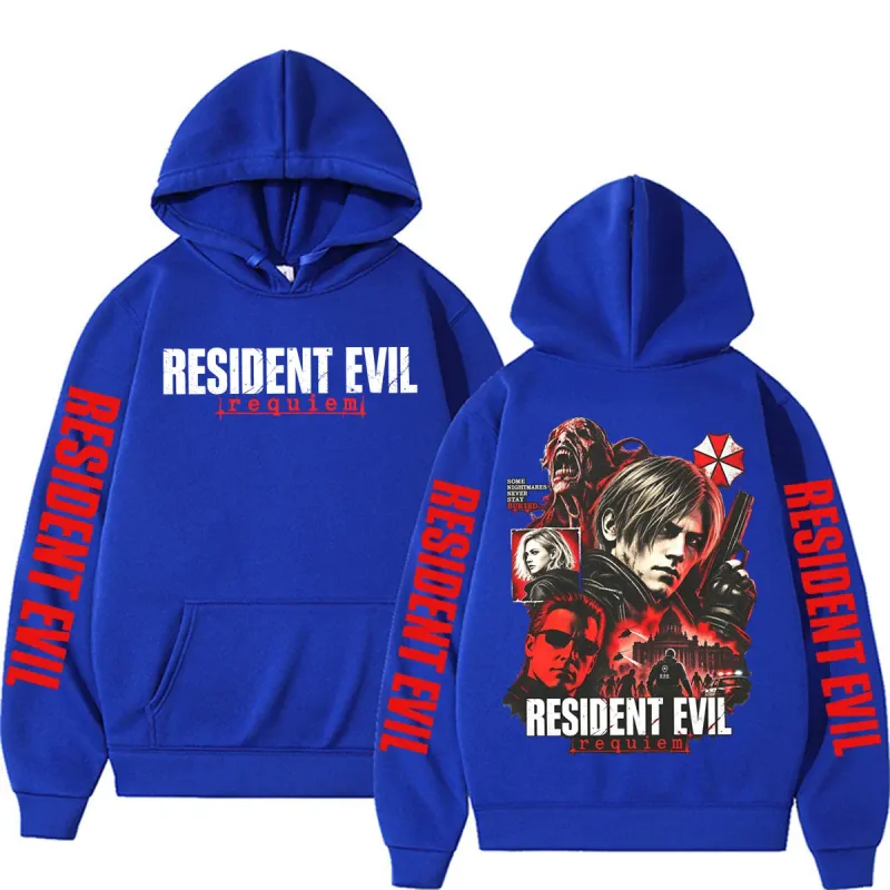 Leon Kennedy Resident Evil Requiem Merch Sweatshirt Mga Lalaki Babae Kaswal na Mataas na Kalidad ng Fleece Hoodie Harajuku Classic Gothic Hoodies — image 9