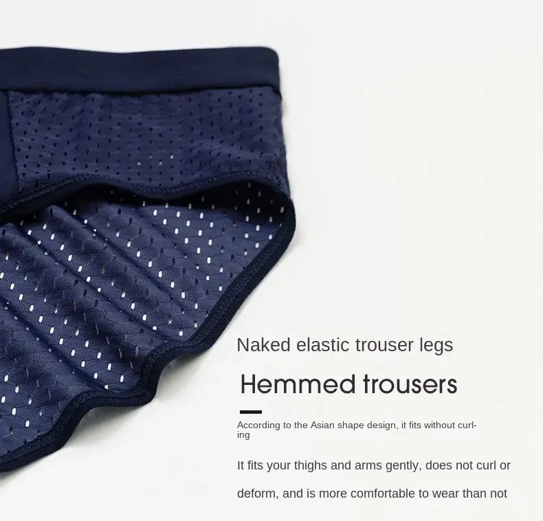 Solid Men Summer Ice Silk Underwear Boxershorts Briefs Breathable Underwear Bamboo Carbon Fiber Anti-Bacterial Hollow Panties