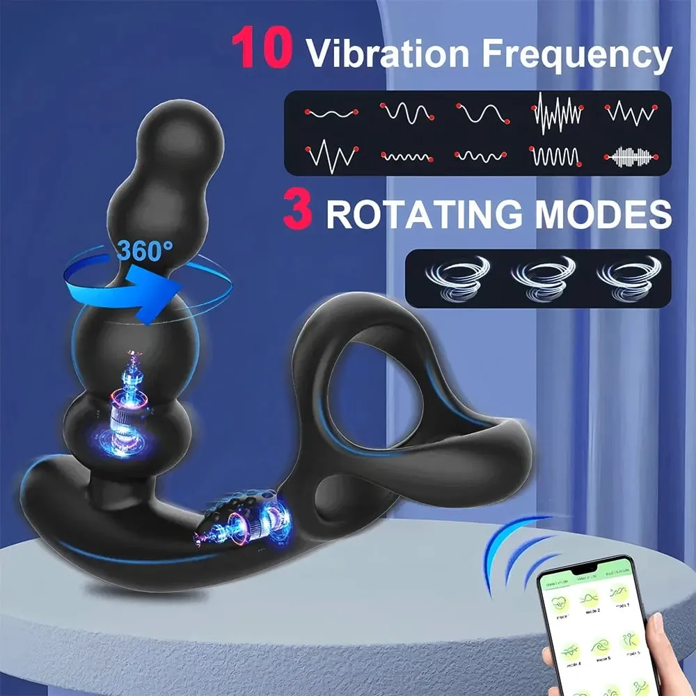 Remote Control Male Prostate Massager Vibrator 360°Rotate Toy Vibrator Ring Plugs Masturbator dildo Anal Butt Sex Plug Wearable