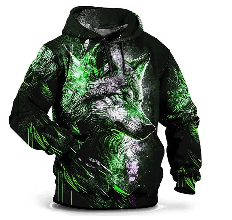 Mode Wolf Mönster Luvtröjor Herr Långärmade Street Hip Hop 3d Djurtryck Huvtröjor 6XL Plus Size Casual Hoodie — image 11