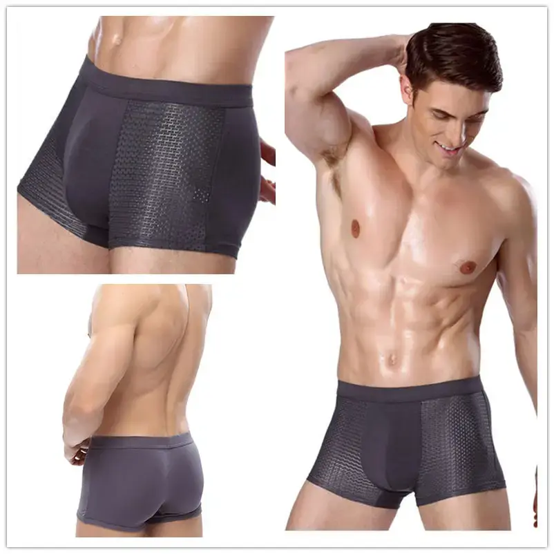 Calcinha masculina cueca masculina pacote shorts boxers roupa interior deslizamento homme calzoncillos buraco de bambu tamanho grande — image 2