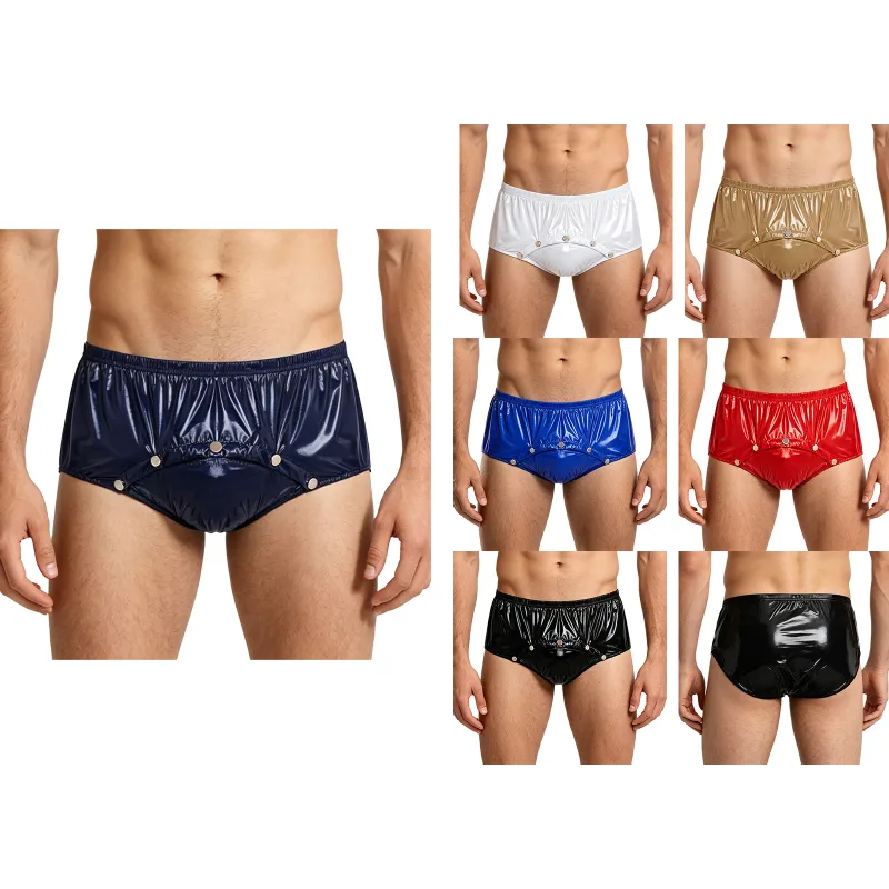 Mens Waterproof Diaper Cover Briefs with Front Pressing Buttons Anti-leak Adaptive Underwear Shorts for Elderly Special Needs — image 7