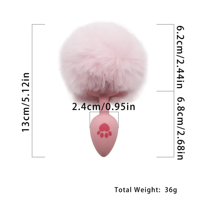 4 Sizes Cute Pink Cat's Paw Print Silicone Anal Plug Soft Tail Butt Plug Adult Game Anal Beads Erotic Cosplay Sex Toys For Women — image 8