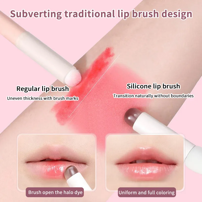 Pinceau à lèvres en Silicone avec couvercle, pinceaux anti-cernes coudés, baume à lèvres, brillant à lèvres, pinceaux anti-cernes à tête inclinée, pinceaux de maquillage patte de chat