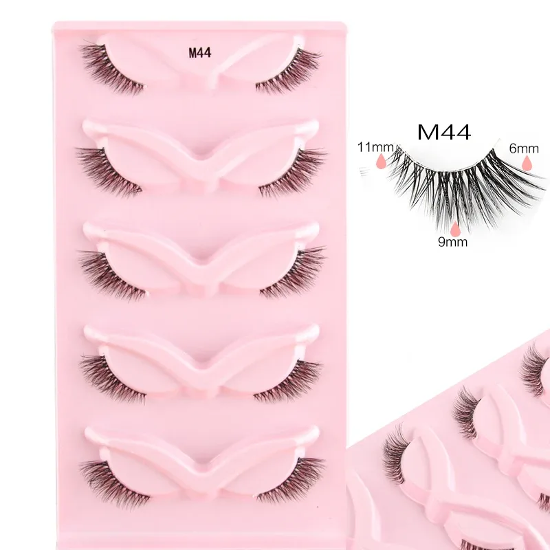 Half Eye Lashes Cat Eye Lashes 3/5/10 Pairs False Eyelashes Fluffy Soft Natural Look Clear Band 3D Mink Lashes Extension Makeup