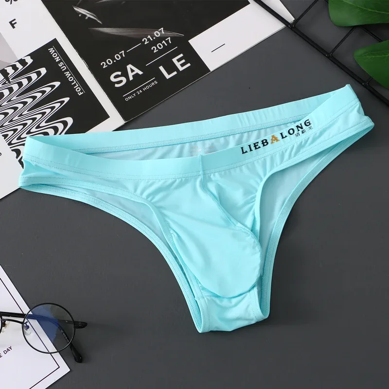 Panlalaking Briefs Bikini Sexy Underwear Men Ice Silk Penis Pouch Briefs Cuecas Calzoncillos Hombre Slip Gay Solid Lingerie ng Lalaki — image 3