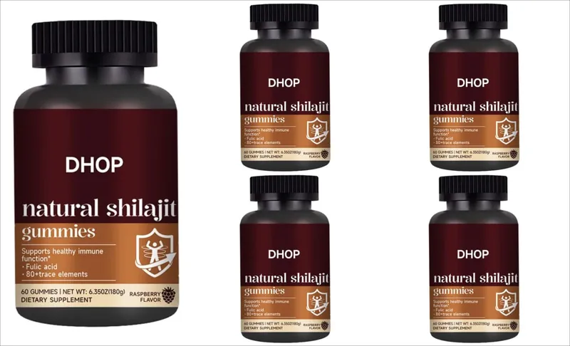 Shilajit Gummies 60 Gummies תוסף מינרלי הימלאיה עם חומצה חומית פולווית אבץ סלניום מגנזיום לאנרגיה חסינות — image 11