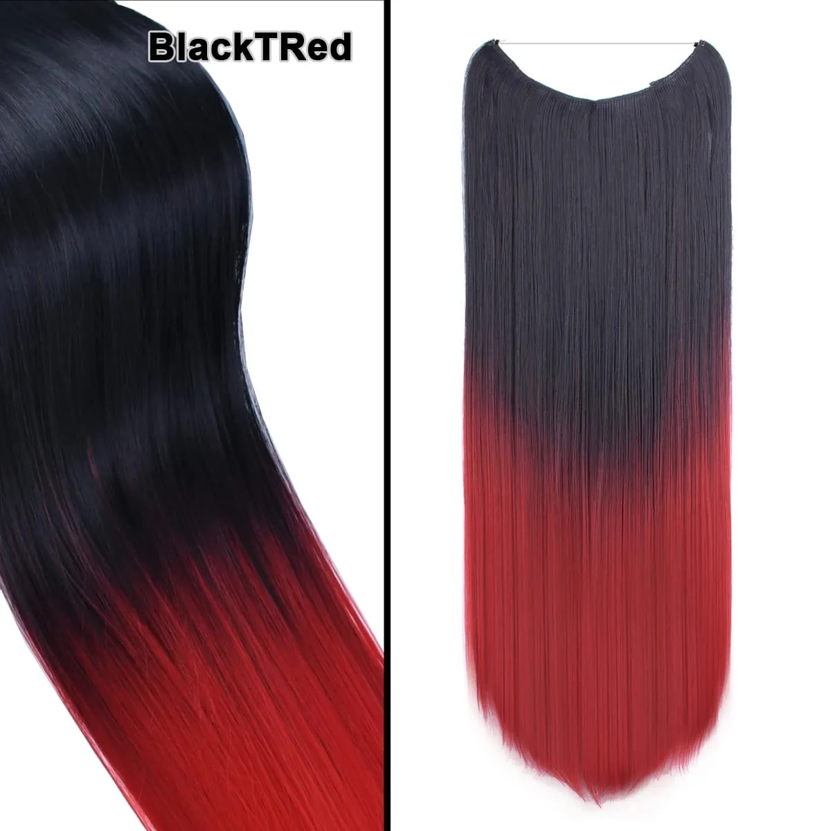 Jeedou Wavy Hair Extension Elasticity Invisible Wire Fish Line One Piece No Clips Synthetic Hairpieces Ombre Color For Ladies — image 36