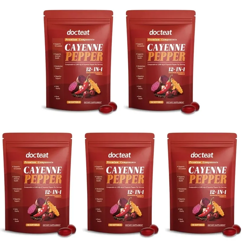 Cayenne Pepper Softgels with 12-in-1 Enhanced Botanical Formula for Antioxidant and Vascular Health Support 180 Softgels — image 11