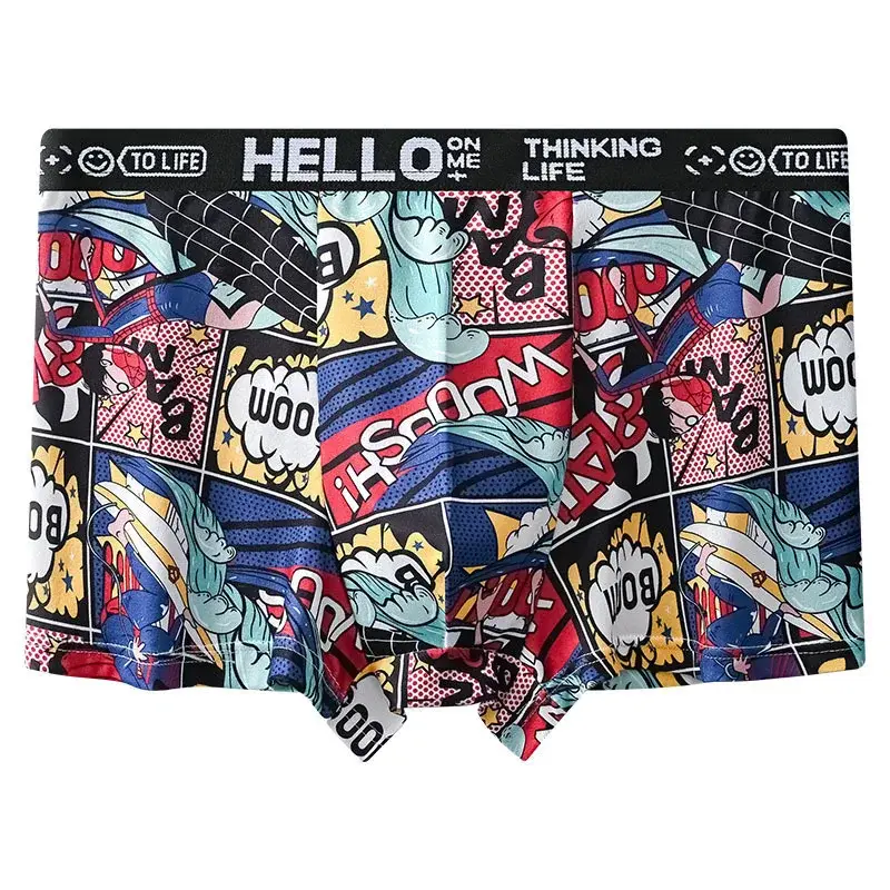 4-Piece Set! Men's Underwear! Breathable Male Trend Boxer Shorts Male Youth Print Trend Shorts — image 6