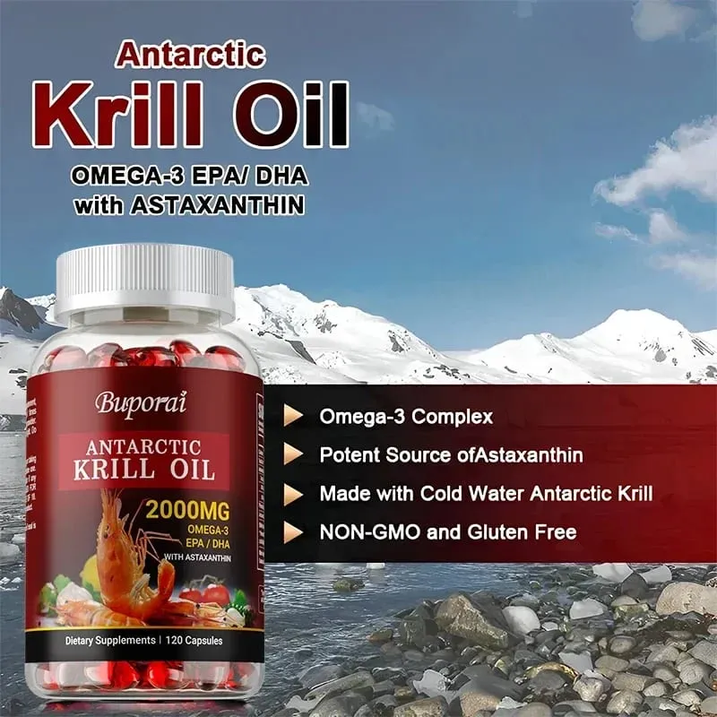 Antarctic Krill Oil 2000MG - Περιέχει ασταξανθίνη που προάγει την υγεία του εγκεφάλου και της καρδιάς, αντιοξειδωτικό μεταβολισμό και ενισχύει την ανοσία — image 4