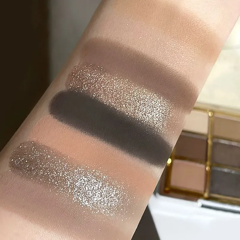 Παλέτα σκιών ματιών 9 χρωμάτων Pearl Matte Shimmer Eye Shadow Shiny Sequins Eye Contouring Pigments Μεταλλικό μακιγιάζ ματιών — image 6