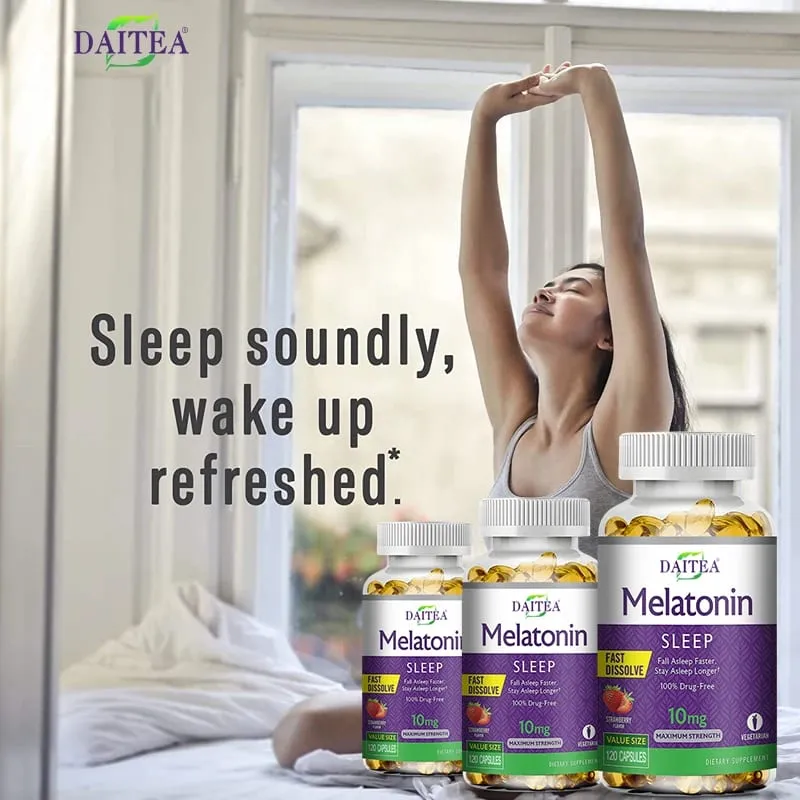 Melatonin Capsules - Sleep Aid Supplement That Helps Nourish Nerves Relieves Sleep Disorders and Improves Energy Levels