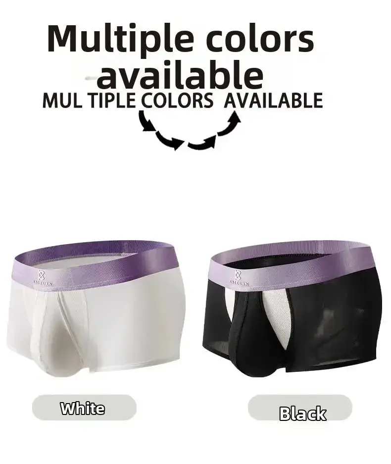 Cueca boxer masculina de seda gelo, roupa íntima de verão, secagem rápida, leve, respirável, abertura lateral separável, calcinha não destacável — image 9