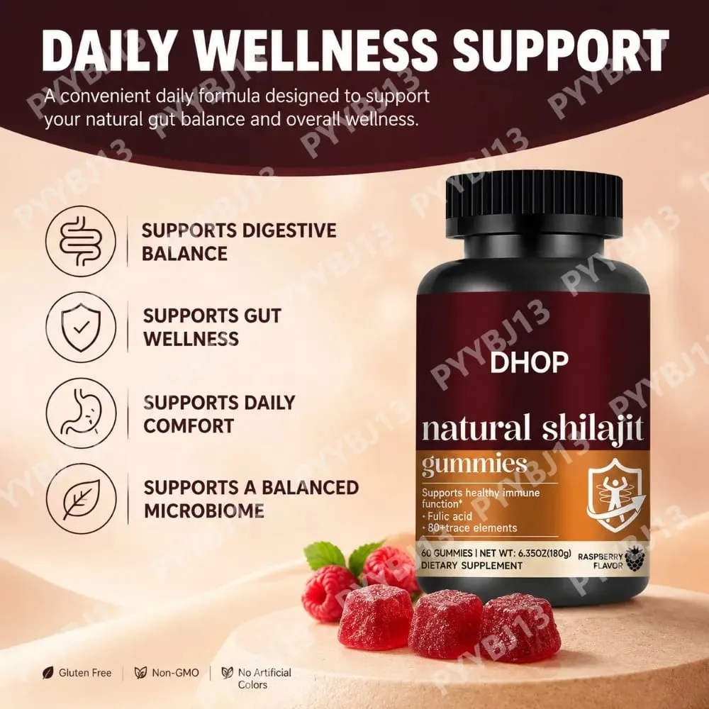 Shilajit Gummies 60 Gummies תוסף מינרלי הימלאיה עם חומצה חומית פולווית אבץ סלניום מגנזיום לאנרגיה חסינות — image 3