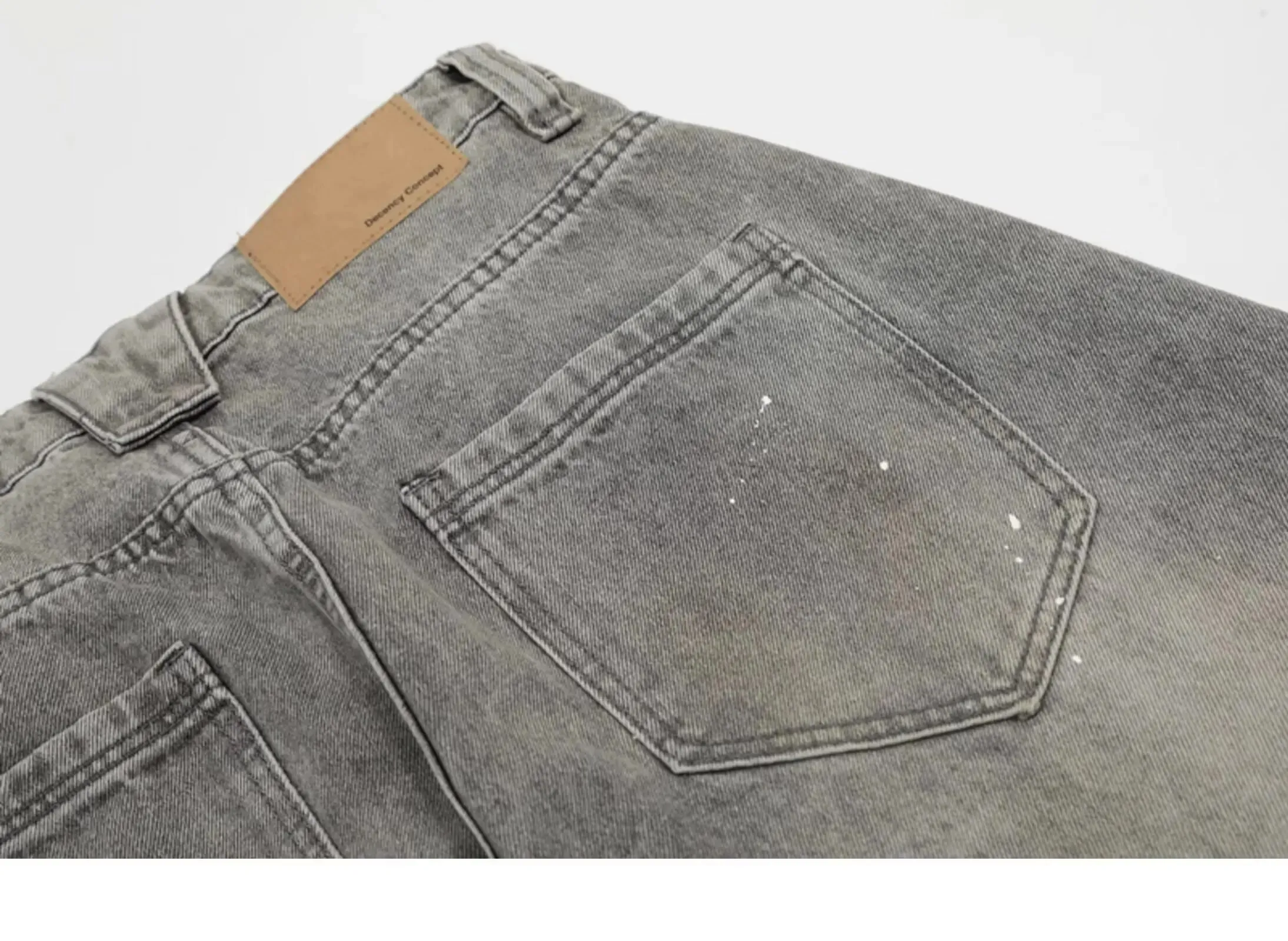 Tavaszi és őszi retro mosott vintage szürke fröccsenő tintával hajlított Knife farmer férfi és női divatos márka American Street Loose P — image 8