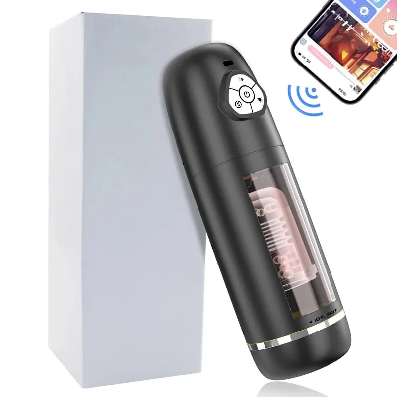APP Male Masturbation Cup Auto Rotating Belt 10 Push Rotating Hands Free Electric Penis Pump Vision Sex Toy Male Sex Machine 18+
