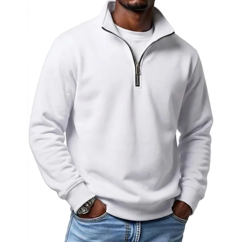 Mens Outdoor Quarter Zip Sweatshirts Casual Half Zip Pullover Hoodies Solid Color Spring Autumn Tops for Gym and Daily Tops — image 11