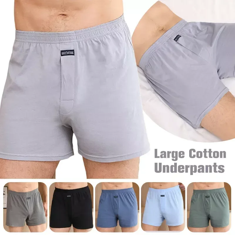Boxer masculino pantie lote underpant solto grande curto algodão plus size roupa interior para homem boxer briefs sólido médio masculino boxer — image 1