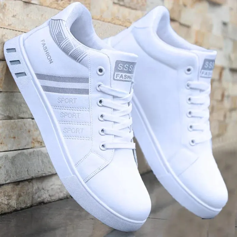 Fekete Vulkanizált tornacipő Férfi Lapos Kényelmes Cipők Fűzős Zapatillas Hombre Őszi tavaszi divatos tornacipők 39-48-as — image 7