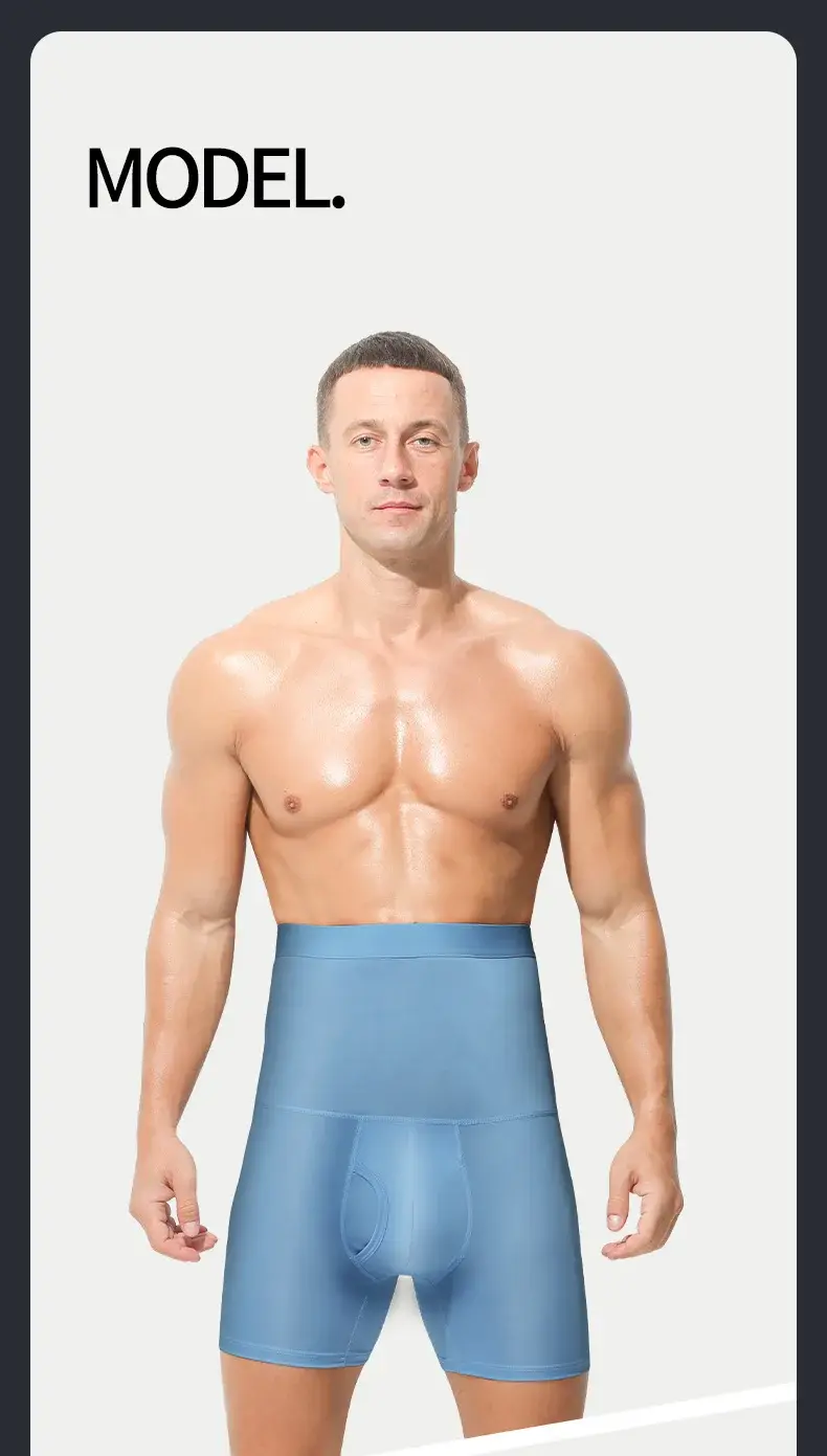 Men's sports underwear: high-waisted, belt-curving, plus-size, lengthened, anti-leg chafing, waist-protecting, flat-cut shorts — image 10