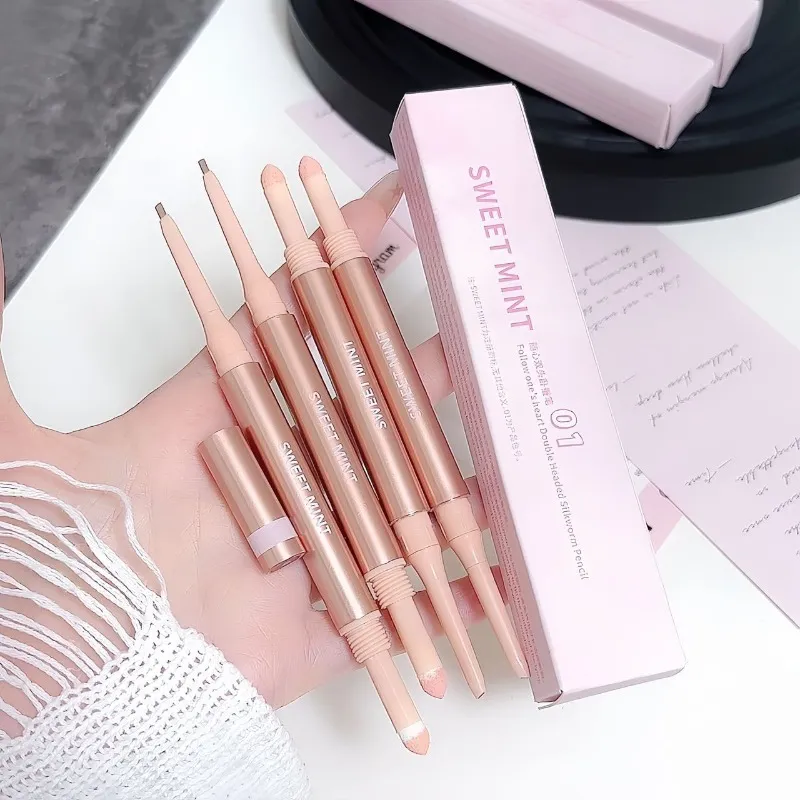 Double Headed Brightening Aegyo Sal Pen Waterproof Liing Silkworm Eyeliner Stick Highlighter Matte Shadow Pen Contour Μακιγιάζ ματιών