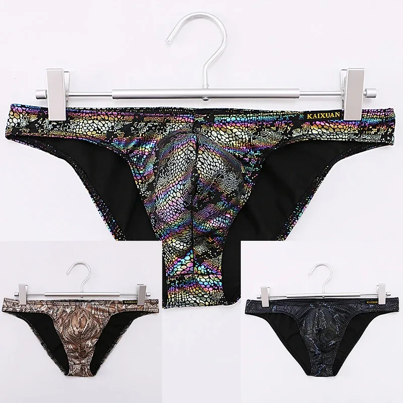 Mens Snake Skin Patterned Briefs with Sexy Bulge Pouch Bikini Underwear Comfortable Underpants by WANGJIANG Brand — image 32