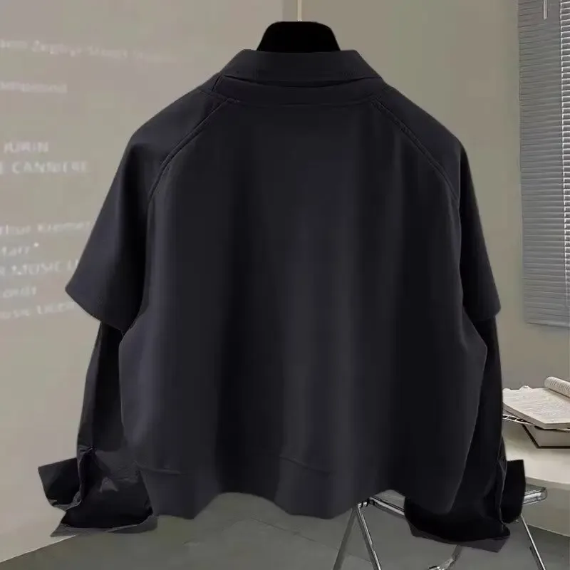 Camisa de manga comprida emendada de duas peças para outono inverno novo moletom masculino estilo coreano na moda solta versátil topo — image 5
