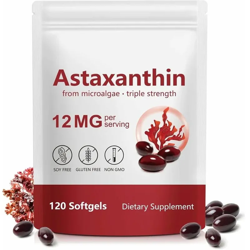 Astaxanthin 12mg Softgels Triple Strength Αντιοξειδωτική Υποστήριξη για Δέρμα Οφθαλμικές Αρθρώσεις & Ανοσοποιητική Υγεία – Προμήθεια 120 Count 4-Month