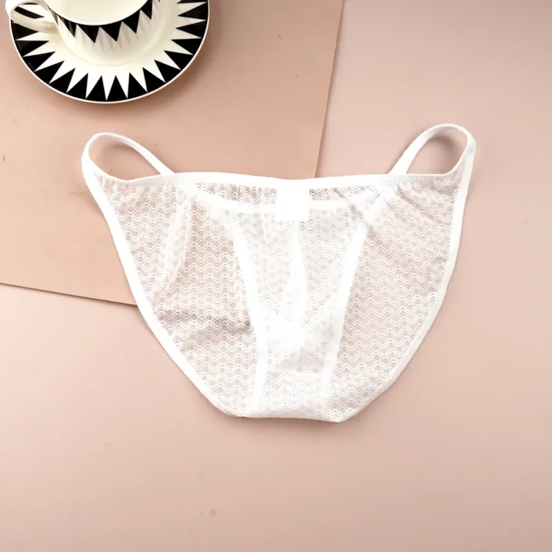 Mesh Nylon Pink Underwear for Men Solid Color Breathable Summer Cool Male Bulge Pouch Briefs Ultra Thin Sexy Plus Size Panties — image 7