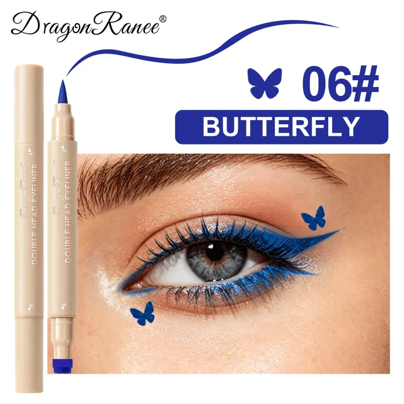 Love Star Butterfly Liquid Eyeliner με διπλό άκρο, αδιάβροχο και χωρίς μουντζούρες, γρήγορο στέγνωμα 2 σε 1 Πολύχρωμο μακιγιάζ Stamp Eye Line Pen