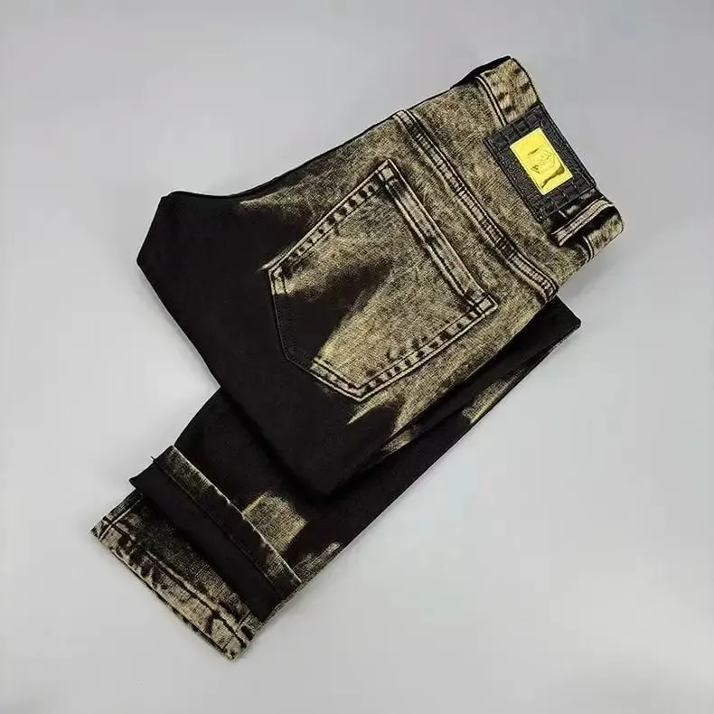Υψηλής ποιότητας American Retro Men Jeans φθινοπωρινό νέο μικρο-ελαστικό δημοφιλές, ανθεκτικό στη φθορά λεπτό ίσιο παντελόνι — image 2