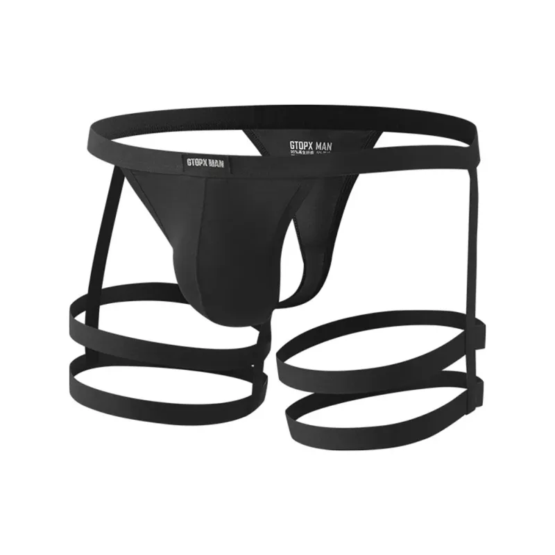 Elastiska stringtrosor som andas för män, låg höjd med U-konvex påsedesign lämplig för vår sommar höst vinter