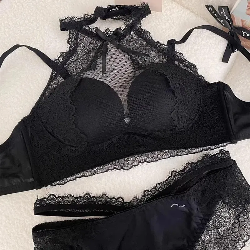 Σουτιέν Halter Neck Push Up - Latex Lace Bralette για Small Bust Voluptuous Lift & Pure Seduction Wireless Cover εσώρουχα σουτιέν