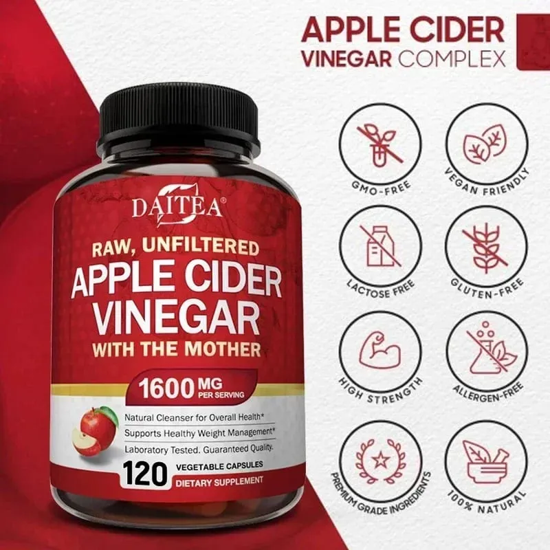 Apple Cider Vinegar 1600 mg with The Mother for Healthy Digestion Weight Loss and Energy