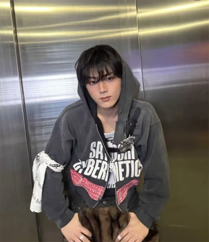 Street Brand 26SS“Cybernetics" Distressed Washed Old Zipper Cotton Winter High-Street Hoodies Sweater For Men — image 3