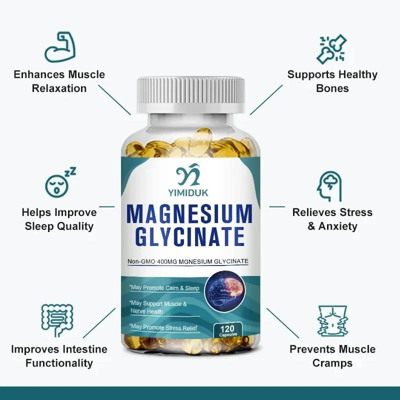 Yimiduk tiszta magnézium-glicinát B6-vitamin-kiegészítő a fáradtsági görcsök leküzdésére és a szív egészségére, csökkenti a szorongást Vegán — image 3