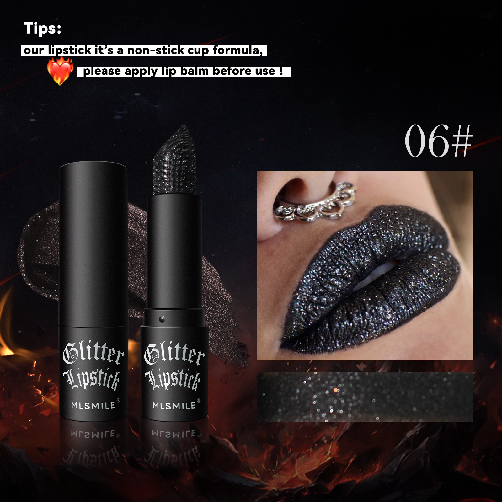7Colors Glitter Lipstick Waterproof Long Lasting Diamond Pearlescent Metallic Lipstick Black Lipgloss Women Lips Makeup Cosmetic — image 6