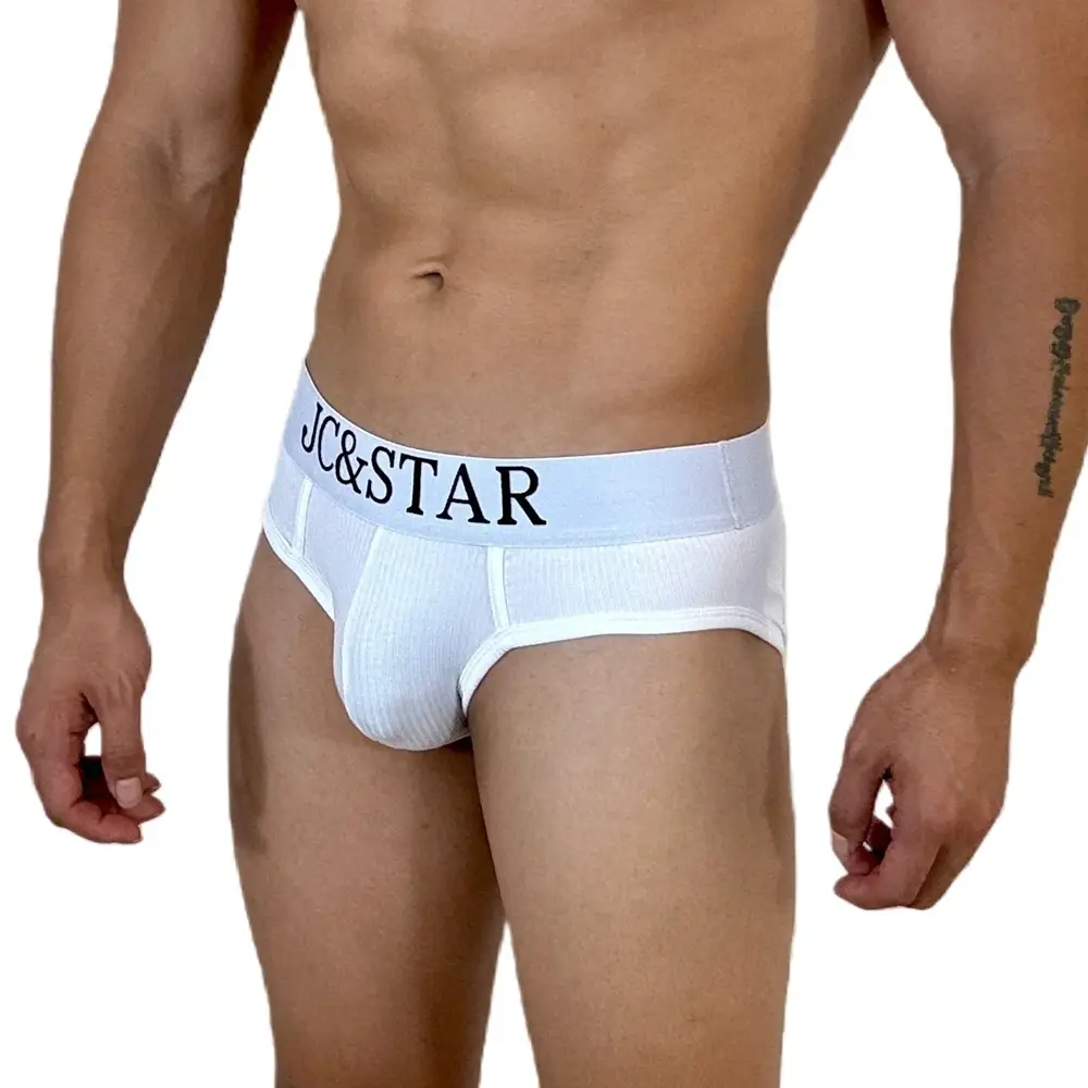 Athletic High Cut Design Mga Panloob na Panloob ng Sexy na Lalaki Mga Panloob na Panloob na Ribbed Cotton Sports Comfort Men Bikini Slip Panlalaking Tanga Briefs — image 2