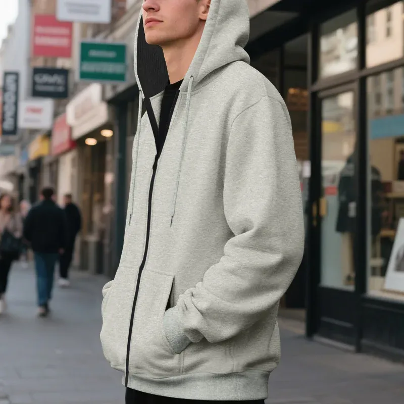 Novo 2026 outono casual sólido manga longa zíper com capuz moletom casaco masculino moda ao ar livre roupas esportivas jaquetas — image 32