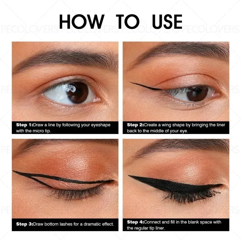 4 ΤΕΜ White Eyeliner Pen Αδιάβροχο Liquid Eyeliner Pen Ultra-fine Tip Anti-Seat Fast Drying Eye Cosmetics